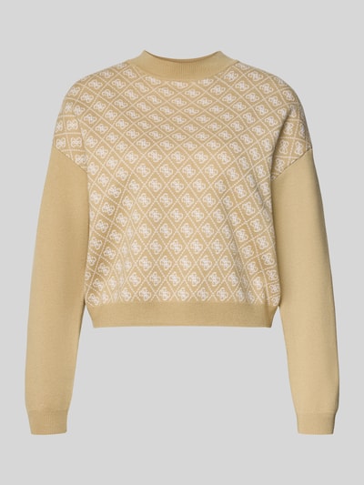Guess Korte gebreide pullover met ronde hals Beige - 2