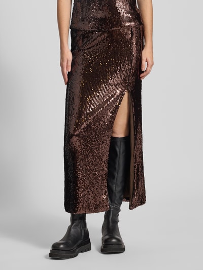 LeGer by Lena Gercke Spódnica midi z cekinami model ‘Inska’ Ciemnobrązowy 4