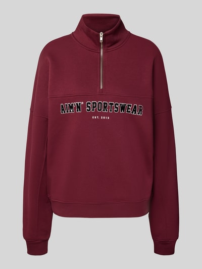 AIMN Sweatshirt met labelstitching, model 'Varsity' Donkerrood - 2