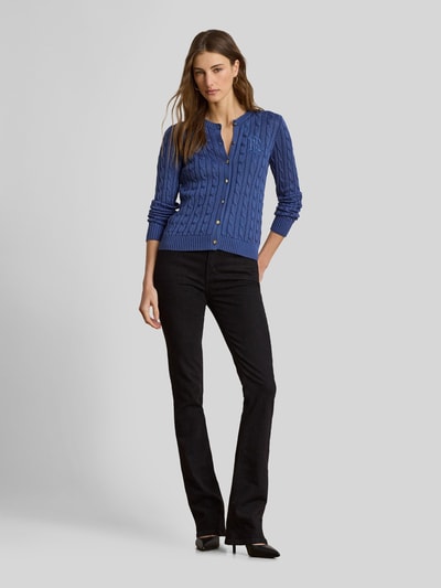 Lauren Ralph Lauren Regular Fit Strickjacke aus reiner Baumwolle mit Logo-Stitching Blau 1