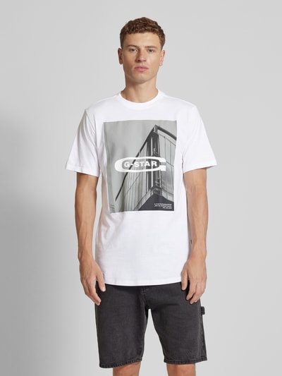 G-Star Raw T-Shirt mit Motiv- und Label-Print Modell 'oldskool' Weiss 4