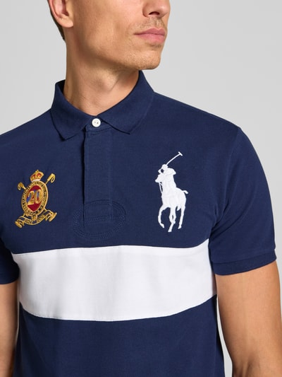 Polo Ralph Lauren Custom Slim Fit Poloshirt mit verdeckter Knopfleiste Marine 3