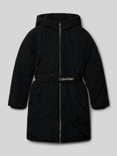 Calvin Klein Jeans Regular Fit Kurzmantel mit Logo-Stitching Modell 'Belted' Black 1