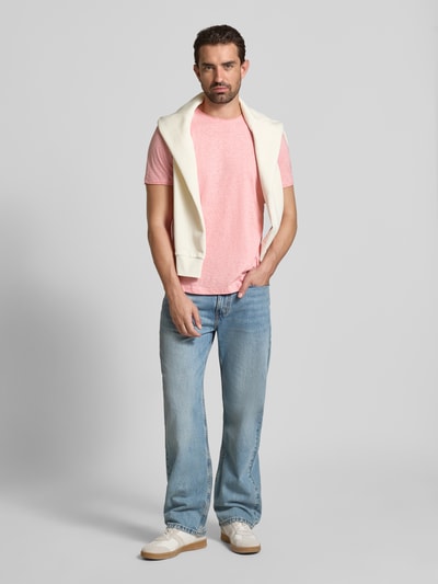 Tom Tailor Denim T-shirt o kroju regular fit z mieszanki bawełny Różowy melanż 1