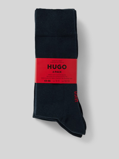 HUGO Socken mit Label-Print im 4er-Pack Dunkelblau 3