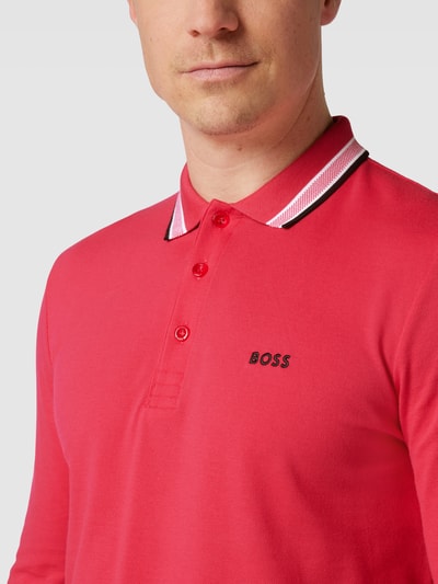 BOSS Green Poloshirt met lange mouwen, model 'PLISY' Felroze - 3