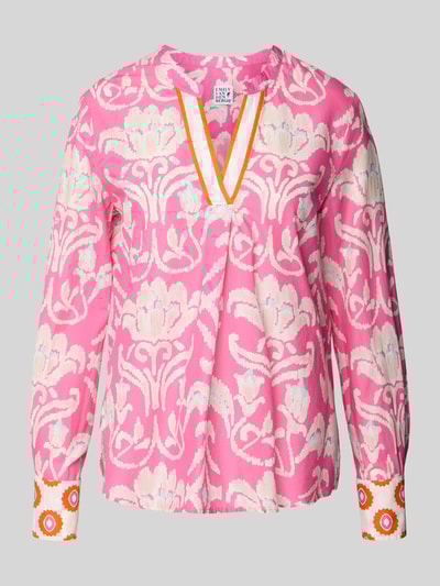 Emily Van den Bergh Regular Fit Bluse mit Tunikakragen Pink 2