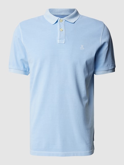 Marc O'Polo Poloshirt met labelstitching Lichtblauw - 2