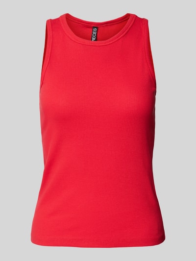 Pieces Regular Fit Tank Top in Rippoptik Modell 'RUKA' Rot 2