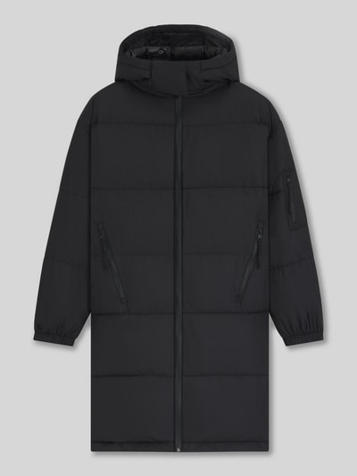 Hugo Blue Relaxed fit gewatteerde lange jas met afneembare capuchon Zwart - 2
