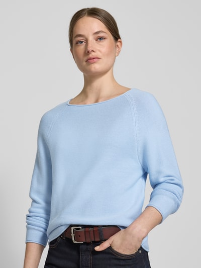 s.Oliver RED LABEL Regular Fit Strickpullover aus Baumwoll-Mix mit Raglanärmeln Hellblau 3