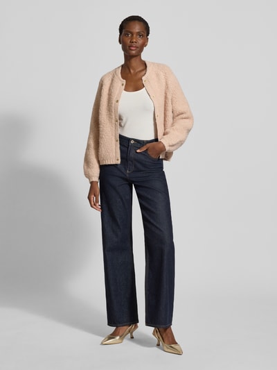 Lanius Regular fit gebreid jack van alpacamix, model 'College' Beige - 1