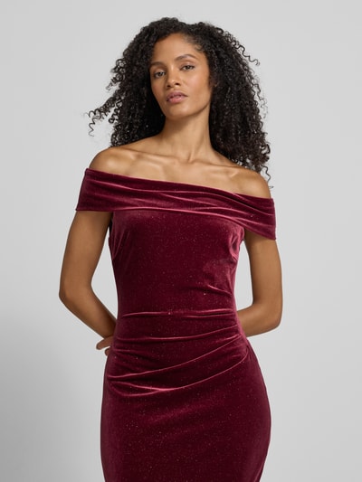 Christian Berg Cocktail Avondjurk met off shoulder-design Donkerrood - 3