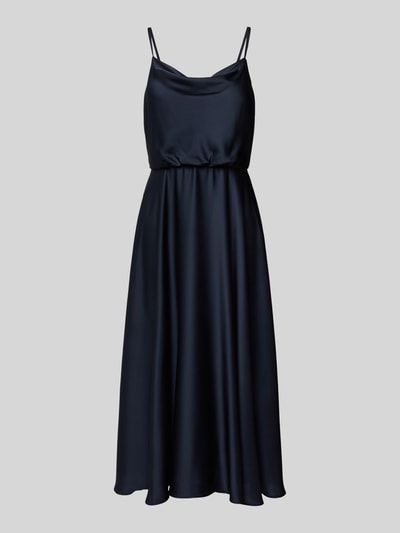 Jake*s Cocktail Knielanges Cocktailkleid mit Wasserfall-Ausschnitt Marine Melange 2