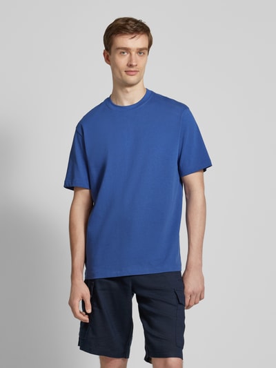 Mango T-Shirt mit geripptem Rundhalsausschnitt Jeansblau 4