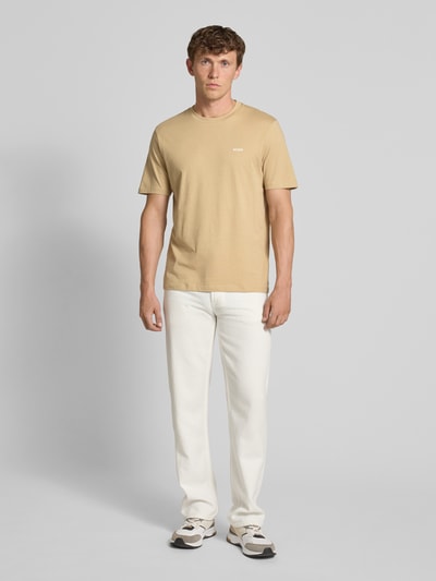 HUGO T-shirt met labelprint, model 'Dero' Beige - 1