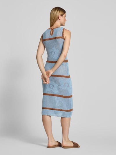 Jake*s Casual Tricotjurk met ronde hals en contraststrepen Bleu - 5