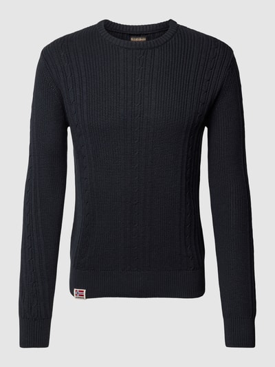 Napapijri Strickpullover mit Zopfmuster Modell 'TRONDHEIM' Black 2