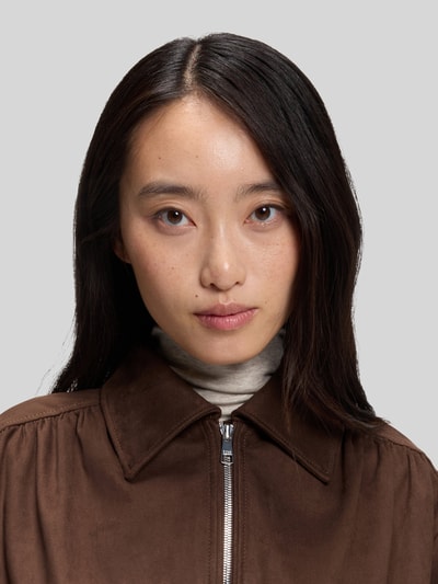 BOSS Orange Loose Fit Kunstlederjacke mit Umlegekragen Modell 'Jasuede' Mittelbraun 3