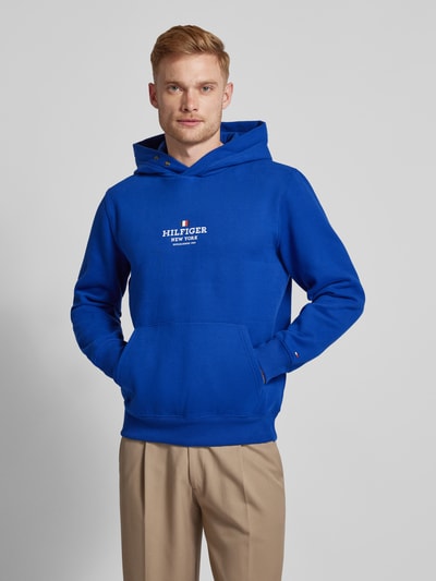 Tommy Hilfiger Hoodie mit Label-Print und Känguru-Tasche Royal 4