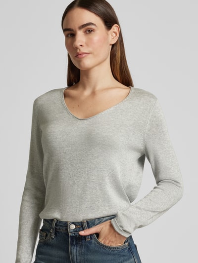 Tom Tailor Regular Fit Pullover mit V-Ausschnitt Hellgrau Melange 3