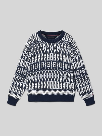 Tommy Hilfiger Teens Regular Fit Strickpullover aus Baumwoll-Mix Modell 'FAIRISLE' Graphit 1