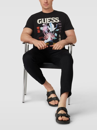 GUESS T-Shirt mit Label-Print Modell 'TOKYO' Black 1