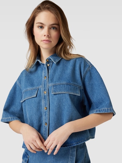 Katharina Damm X P&C* Exklusivkollektion - Cropped Jeansbluse mit Umlegekragen Hellblau Melange 3