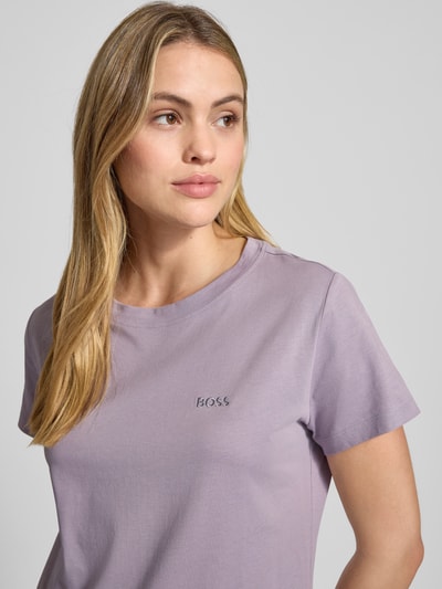 BOSS Orange T-shirt o kroju regular fit z czystej bawełny model ‘ESOGO’ Jasnofioletowy 3