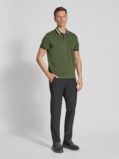 BOSS Green Regular Fit Poloshirt mit Label-Print Modell 'Paddy' Dunkelgruen 1