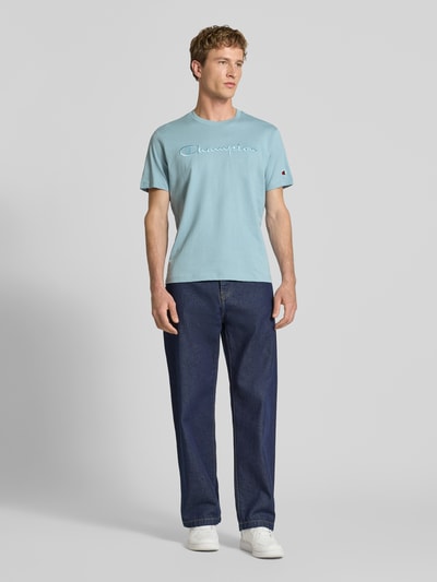 Champion T-Shirt mit Label-Stitching mit Rundhalsausschnitt Rauchblau 1
