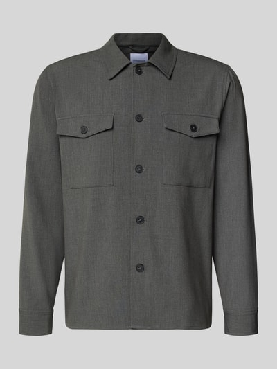 Lindbergh Overhemdjack met knoopsluiting Middengrijs - 2