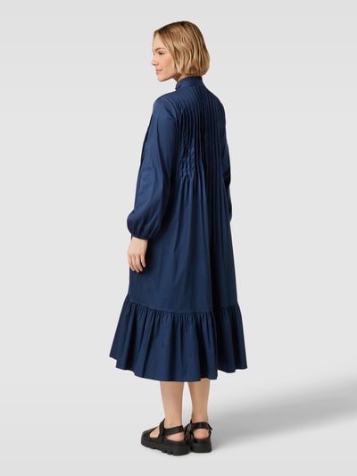 Risy & Jerfs Midi-jurk van puur katoen met stolpplooien, model 'Girona' Marineblauw - 5