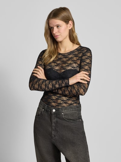 REVIEW Langarmshirt aus Spitze Black 4