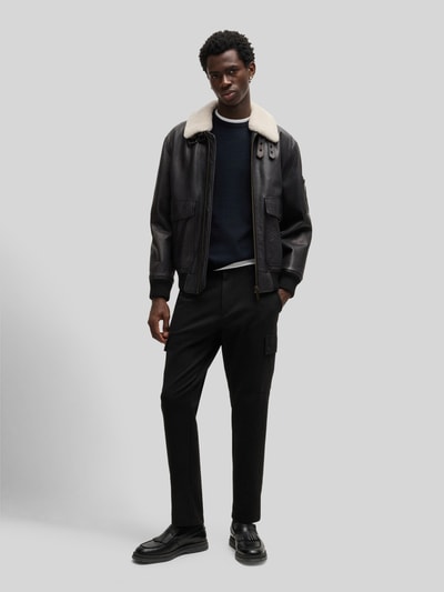 HUGO Regular fit gebreide pullover van merinowol, model 'SAN CEDRIC' Marineblauw - 1