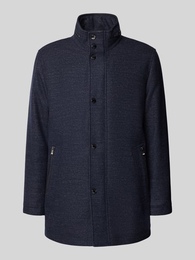 BOSS Regular fit wollen lange jas met opbergbare capuchon, model 'CAMRON' Marineblauw - 2