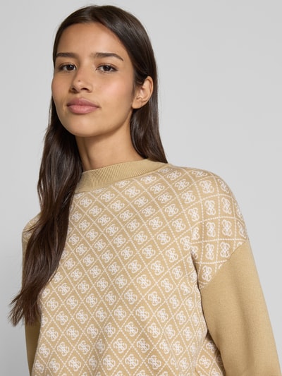 Guess Korte gebreide pullover met ronde hals Beige - 3