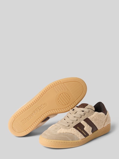 Produktfoto, Sneaker aus Leder-Textil-Mix Modell 'COURT W 5' von Marc O'Polo, beige und braun, strukturierte Oberfläche, Damen Sneaker von Marc O'Polo.