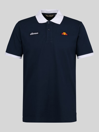 Produktfoto, Regular Fit Poloshirt mit Label-Stitchings von ellesse, dunkelblau mit weißen Akzenten, reine Baumwolle, Knopfleiste