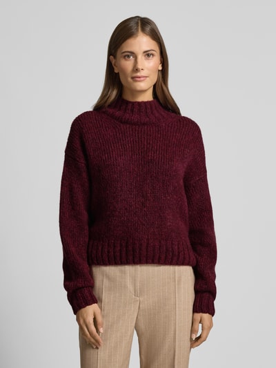 Marc Cain Relaxed fit wollen pullover met alpaca in gebreide look Bordeaux - 4