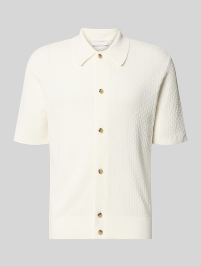 Produktfoto, Regular Fit Poloshirt mit Strukturmuster Modell 'ARAAWEN' von Tiger Of Sweden, bawełna, krój regular fit, z krótkim rękawem, kołnierzyk polo, listwa guzikowa, długość tyłu w rozmiarze M: 68 cm, długość rękawów w rozmiarze M: 28 cm