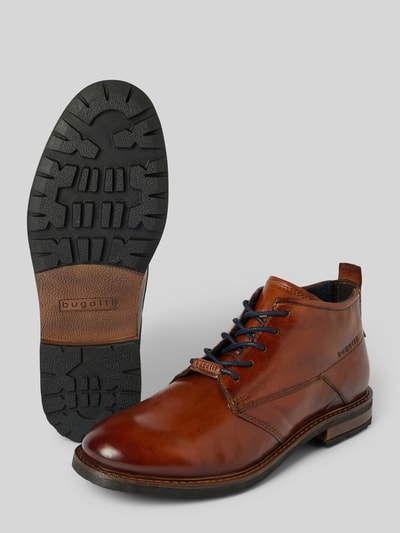 bugatti Derby schoenen van leer met labelprint, model 'Lobo' Cognac - 4