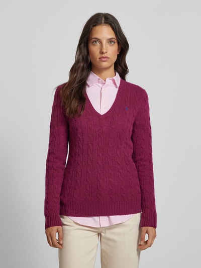 Polo Ralph Lauren Gebreide pullover van een mix van wol en kasjmier met kabelpatroon Prune - 4