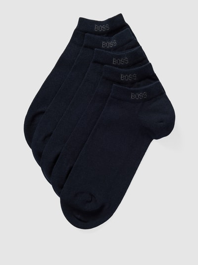 BOSS Sneakersocken mit Label-Schriftzug im 5er-Pack Modell 'Uni Color' Dunkelblau 1