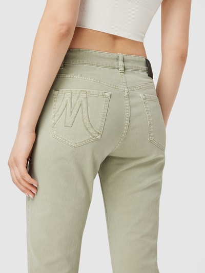 Marc Cain Jeany z wyhaftowanym logo Khaki 3