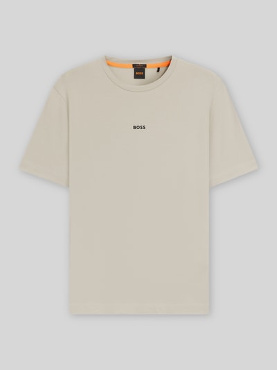 BOSS Orange T-shirt o kroju regular fit z mieszanki bawełny model 'TCHUP' Piaskowy 2
