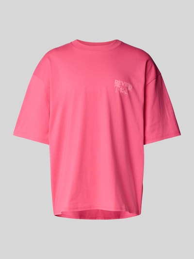REVIEW Oversized T-Shirt mit Label-Print Pink 2