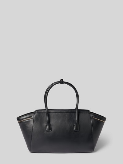 Produktfoto, Citybag in Leder-Optik Modell 'Fiori' von MANGO, schwarz, glatte Textur, schmale Tragehenkel, Reißverschluss, Steckfach innen