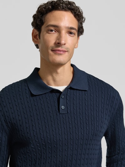 MCNEAL Strickpullover mit Polokragen und kurzer Knopfleiste Marine 3