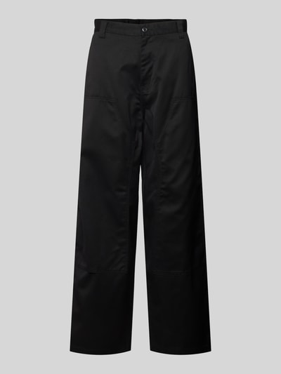 Produktfoto, schwarze Chino mit Gesäßtaschen Modell 'BRADY' von Carhartt Work In Progress, lockerer Schnitt, Material-Mix mit Baumwolle